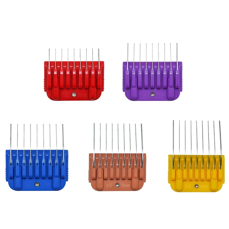 Animal Stainless Steel 5 Color Dog Guide Comb SetCutting Length 1858 for 101530 A5 Detachable BladeCompatible with Andis Oster A5 Wahl KM Series Clipper Guards